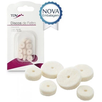Ruedas de fieltro TDV - 8 mm, 12 ruedas. Los discos de fieltro están indicados para pulir.