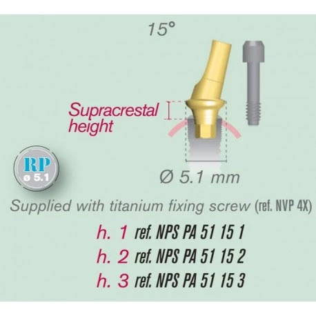 ETK 15 grados ABUTMENT ANGULADO IMPLANTE NATURAL 4.5 -5.0mm WP 5.8mm. 35 N.cm