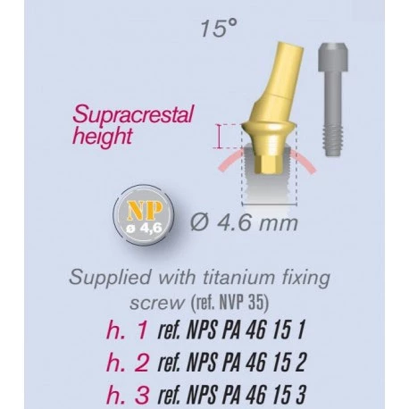 ETK 15 grados ABUTMENT ANGULADO IMPLANTE NATURAL 3.5mm NP 4.6mm. 35 N.cm