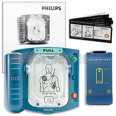 Desfibrilador Philips HeartStart OnSite, fácil de instalar e incluye funciones automáticas de vida.