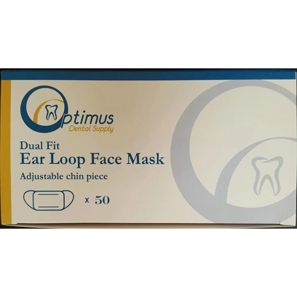Mascarillas ODS Dual Fit con lazo de oreja azul. Material suave de 3 capas con pliegues, BFE.