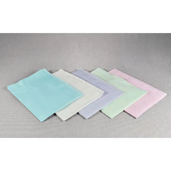 Bibs para pacientes Ehros Pro-Guard II AZUL 13" x 18" papel de 2 capas/1 capa de polietileno, lisos.