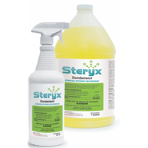 Steryx spray de 32 oz, desinfectante, decontaminante y limpiador listo para usar.