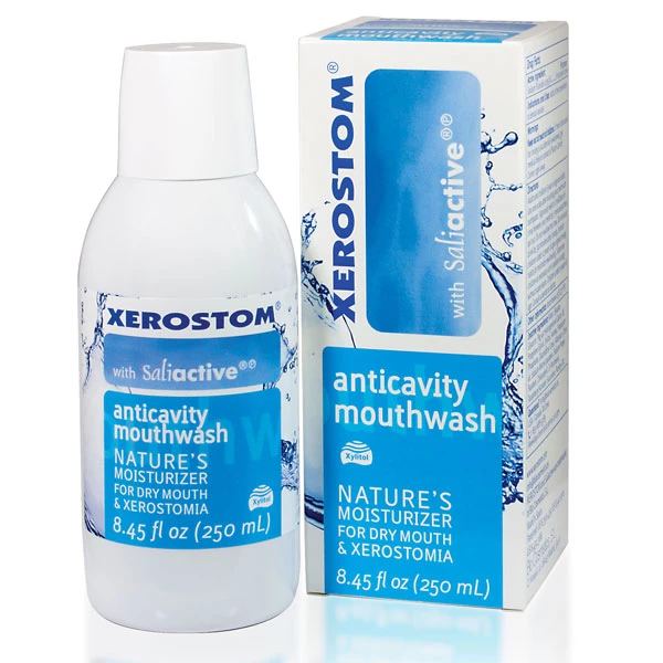 Xerostom Drymouth Anticavity Mouthwash 8.45 oz. Bottle. Active ingredients