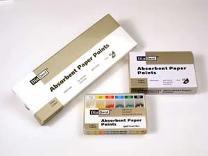 Puntos de papel absorbente enrollados a mano DiaDent Medium Blue, paquete a prueba de derrames de 120 unidades.