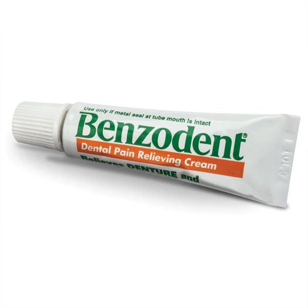 Crema analgésica dental Benzodent 20% Benzocaína, tubo de 0.25 oz. Paquete de 6.