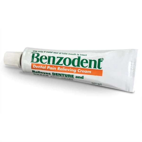 Benzodent Dental Pain Relieving Cream 20% Benzocaine, 1 oz. Tube 6/Pack