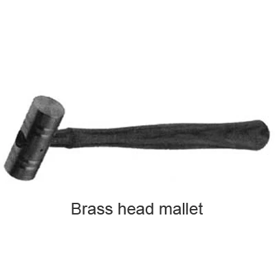 Buffalo Dental 24 oz. Brass Head mallet, features a brass head and tapered wood