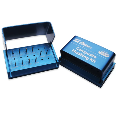 Two Striper Composite Finishing bur kit with 8 diamond & 2 carbide burs in an