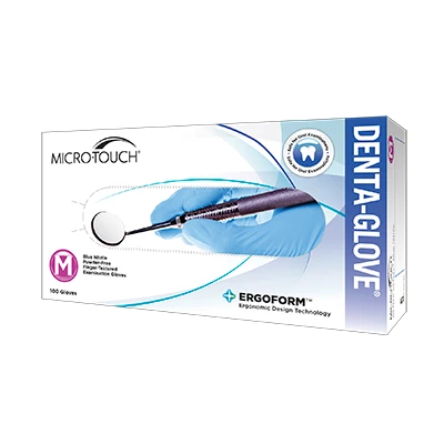 Denta-Glove Micro-Touch Blue Nitrile Exam Gloves, Small, box of 100, ERGOFORM