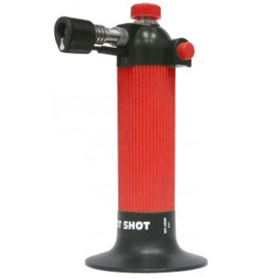 Torcia Micro Butano Hot Shot MT-3000, rossa. Temperatura massima della fiamma di 2500 gradi.
