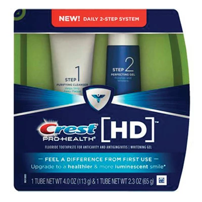 Crest Pro-Health HD Gingivitis Paste (4.0 oz) + Whitening Gel (2.3 oz) two step
