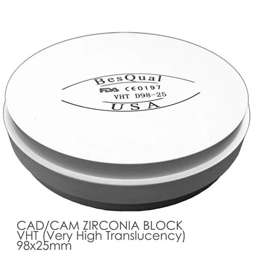 Bloques de Zirconia BesQual - CAD/CAM (Bloques Redondos) VHT D98mm x 12mm, 1/Paq. VHT