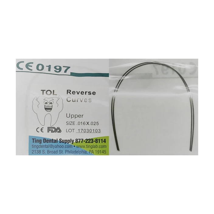 TOL NiTi Arco de Alambre Inverso Curvo - 0.016 Forma Ovalada (Redonda) Inferior 2pcs/pkg. FDA