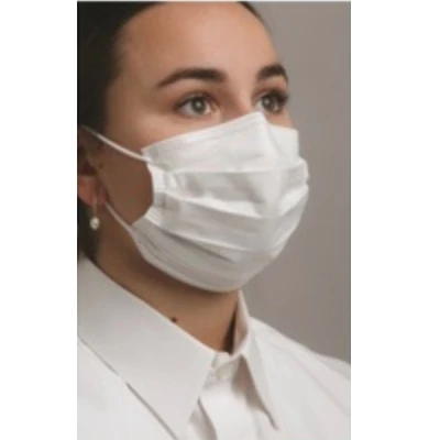 MASCARILLA BLANCA PLEGADA CON ELÁSTICO PARA LAS OREJAS SENSIBLE A GPS 50/CJA. Debido al COVID-19, mascarilla facial.