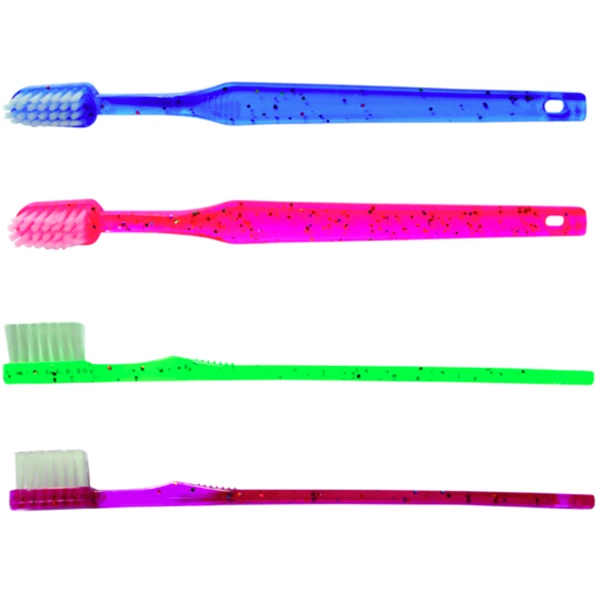 Oraline Kinder Clear Sparkle Zahnbürste, Stufe 1, 29 Büschel X-Soft, 4 verschiedene Farben, 144/Packung.