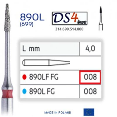 DS4 Fräser FG #890.008 Spitzkegel, Diamantfräser super grobe Körnung, rot groß