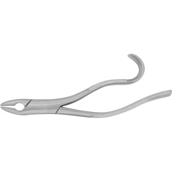Forceps de extracción marca de la casa #288. Para bicúspide inferior, canino. Mango en forma de gancho.