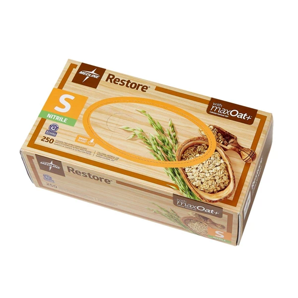Guanti da esame in nitrile con avena - Piccolo 250/Scatola. Senza polvere, bianco sporco.