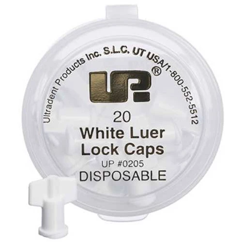 Ultradent Luer-Lock-Kappen, Weiß 20/Stk. Flügel, Polypropylen, Kunststoff-Luer-Lock