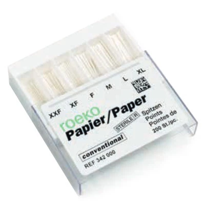 Puntas de papel absorbente Roeko Medium - 120/caja. PAQUETE DE EXPORTACIÓN. Más cónicas.