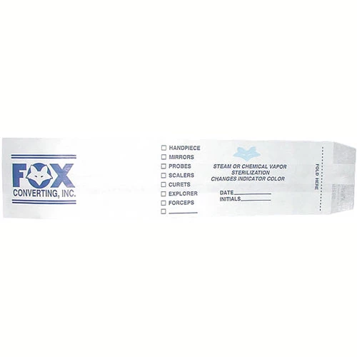 Пакет для автоклавирования Fox 1,5" x 2,5" x 10,5" самозакрывающийся, 1000 штук в упаковке.