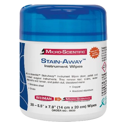 Micro-Scientific Stain-Away Instrument Wipes, 20-Ct Can. Convenient, ready