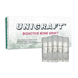 Unigraft Injerto Óseo Bioactivo 200-400 Micrones, vial de 0.5gm - 5/unid. Resorbible. Unigraft Injerto Óseo Bioactivo 200-400 Micrones, vial de 0.5gm - 5/unid. Resorbible.