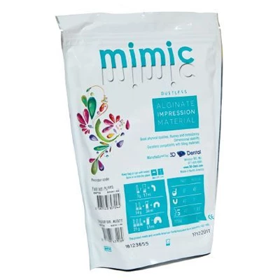Material de impresión de alginato Mimic - Rápido, bolsa de 1 lb. Sin polvo, fácil de mezclar.