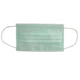 Mascarilla con orejeras plisadas de marca propia - Verde, 50/paquete. Nivel 1. Resistente a fluidos.