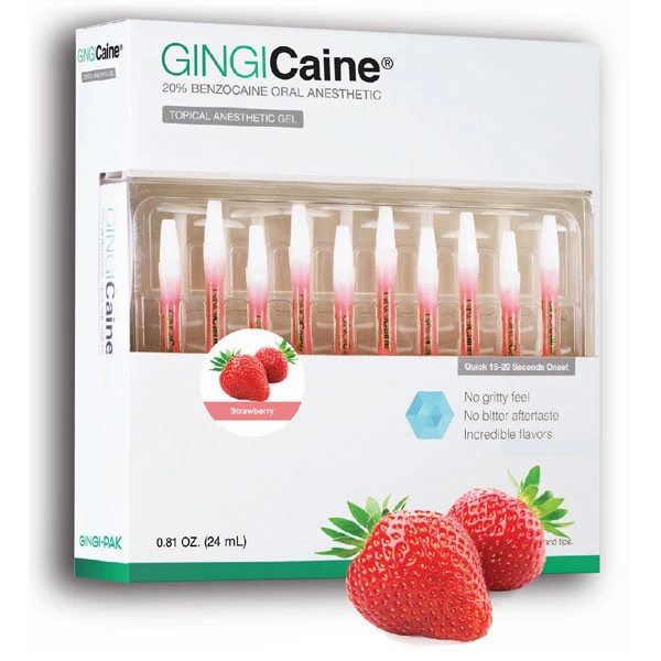 Gingicaine topisches Anästhetikum Gel in Spritze. 20 x 1,2 ml vorgefüllte Spritzen.