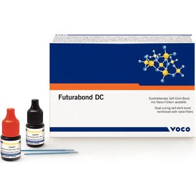 Kit de Botellas Futurabond DC: Botella de 4 ml Líquido A y Botella de 4 ml Líquido B. Doble curado.