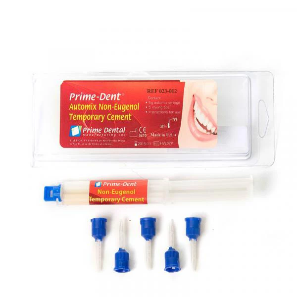 Cemento temporal no eugenol Automix Prime-Dent. 1 jeringa de 6g con 5 puntas.