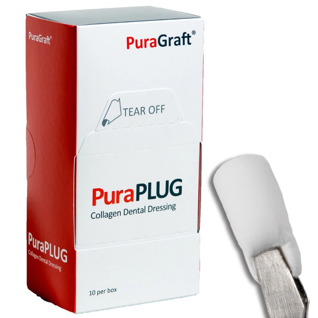 PuraPLUG Tapón de Colágeno Resorbible, 10 mm x 20 mm, Caja de 10. Ideal