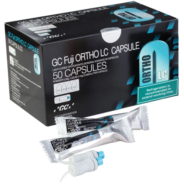 GC Fuji Ortho LC 50-капсульная упаковка. Светоотверждаемый смоляной армированный стеклоиономер.