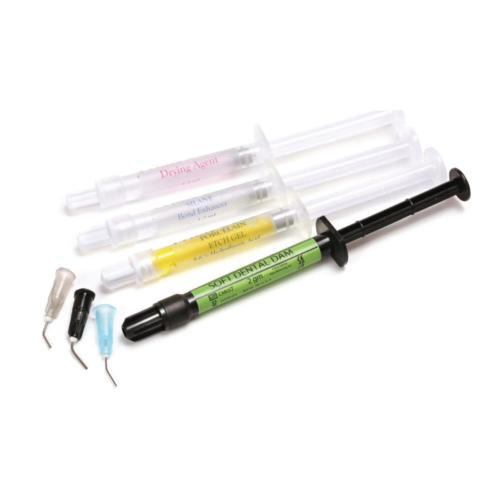 Kit di riparazione in porcellana Prime-Dent, contiene una siringa da 1,2 ml di diga dentale LC, 1,2
