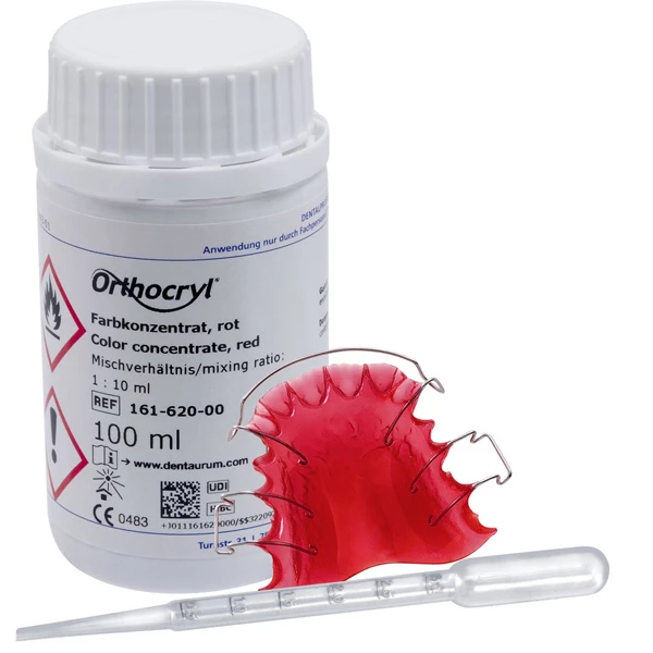 Orthocryl Cold Curing Resin Color Concentrate, Red, 100 ml Bottle Orthocryl Cold Curing Resin Color Concentrate, Red, 100 ml Bottle
