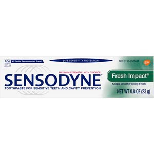 Sensodyne Fresh Impact Toothpaste, Trial Size, 36 - 0.8 oz. Tubes. Toothpaste