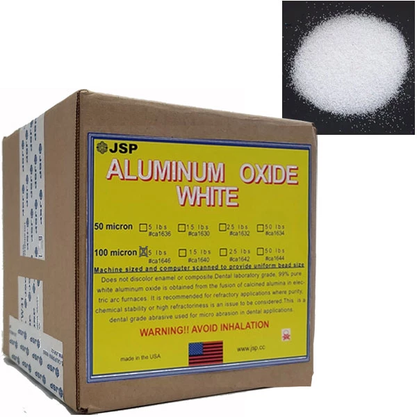 JSP Polvo de Óxido de Aluminio Blanco - 100 Micrones (120 Grano), 5 Lb. Óxido de Aluminio Blanco.