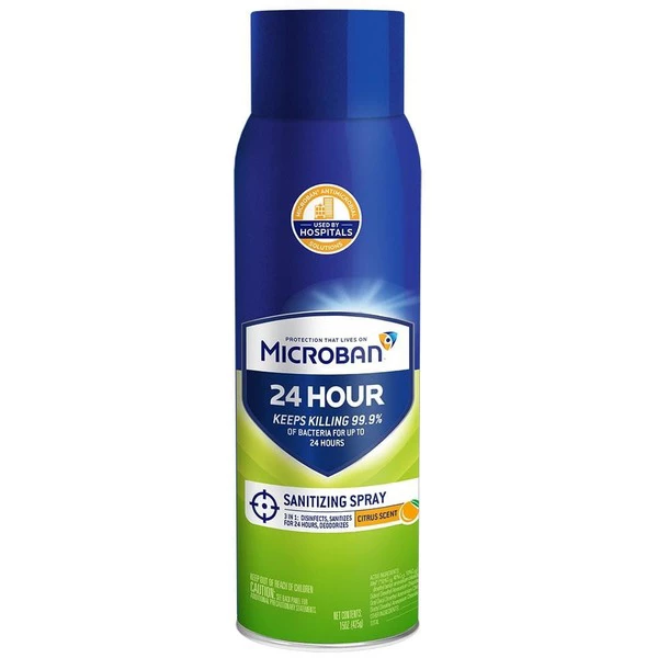 Microban Professional Sanitizing Aerosol Spray, 6 - 15 oz cans. Keeps killing