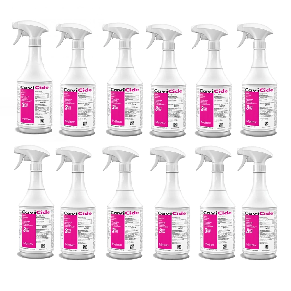 CaviCide Oberflächen-Desinfektionsmittel, Karton mit 12 x 24 oz Sprühflaschen.