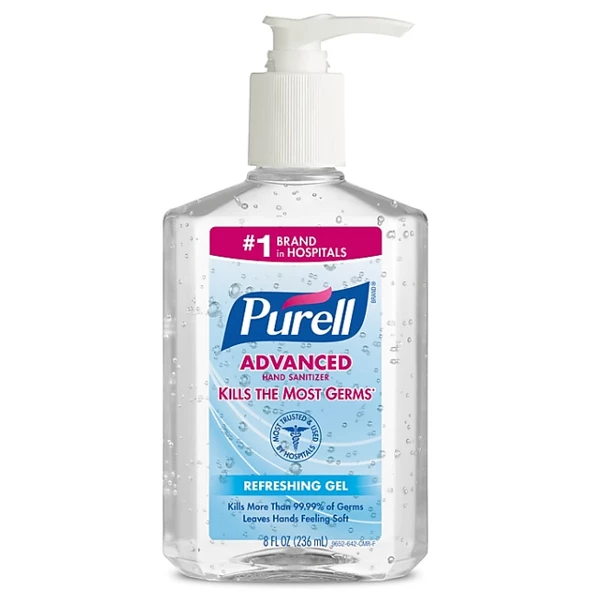 Purell Advanced Disinfettante per le mani istantaneo, 62% alcol etilico e idratanti, bottiglia con pompa da 8 oz.