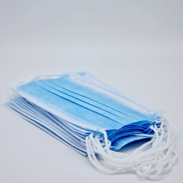 Mascarilla con lazo de oreja plisado Valdent USA - Azul, 50/paquete. Resistente a fluidos, suave, de 3 capas.