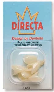 Recarga de coronas temporales Directa, policarbonato, #1 molar inferior izquierdo, paquete.
