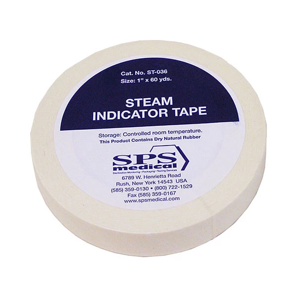 Fita Indicadora de Esterilização SPS Medical 1" x 60 jardas, Vapor. Mudança de cor.