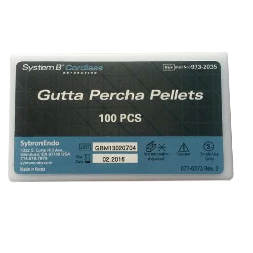 SybronEndo System B Cordless Gutta Percha Gutta Percha Pellets, 100/bx