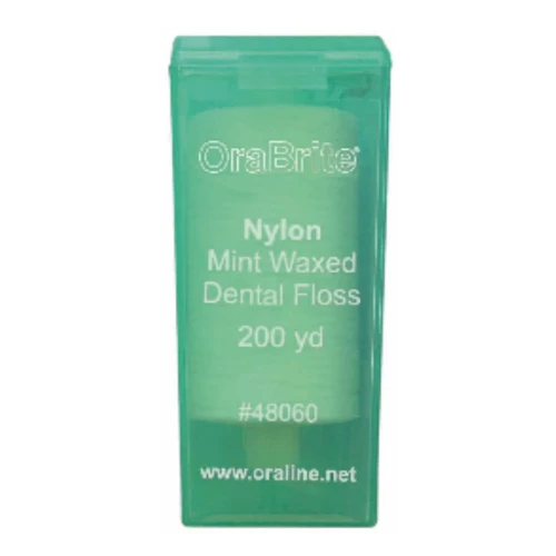 OraBrite Waxed Nylon Dental Floss, Mint - 200 yds