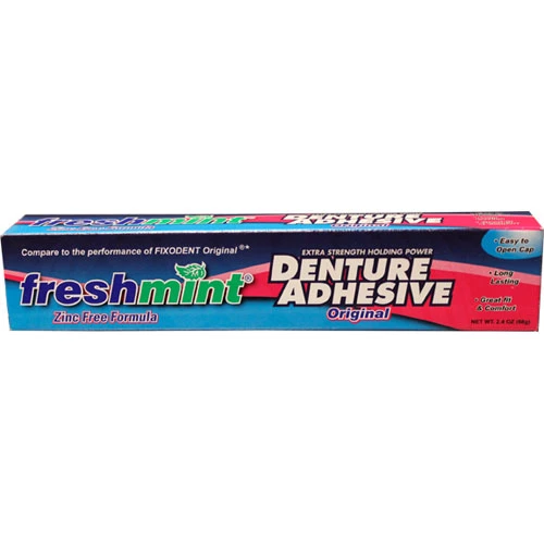 Freshmint Original Prothesenhaftmittel, 72/Packung, 2,4 oz Tube, 12/Box, zinkfrei