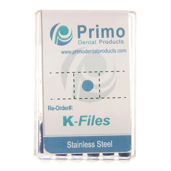 Primo K-File 21mm Variados 90-140, 6/Caja. Acero Inoxidable