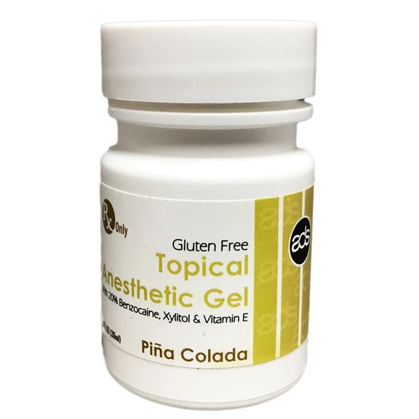 Gel anestetico topico ADS - PINA COLADA, barattolo da 1 oz. Benzocaina 20%, ad azione rapida.